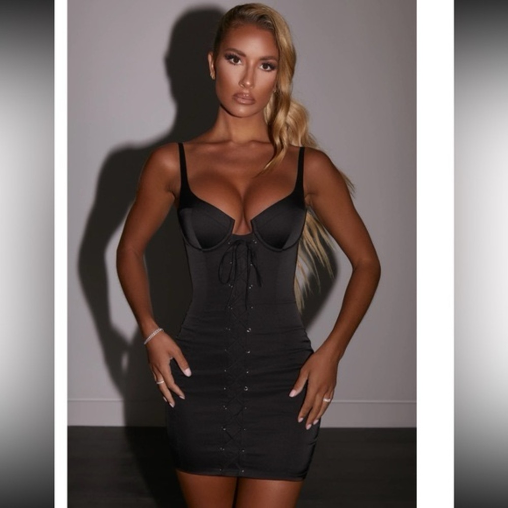 Oh Polly Black Corset Lace-Up Mini Dress – US 4 • NWOT • Sold Out